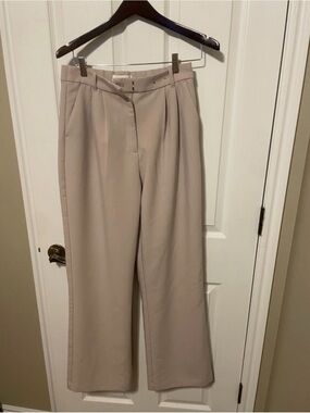 Abercrombie & Fitch Neutral Cream High-Waist Wide-Leg Trousers